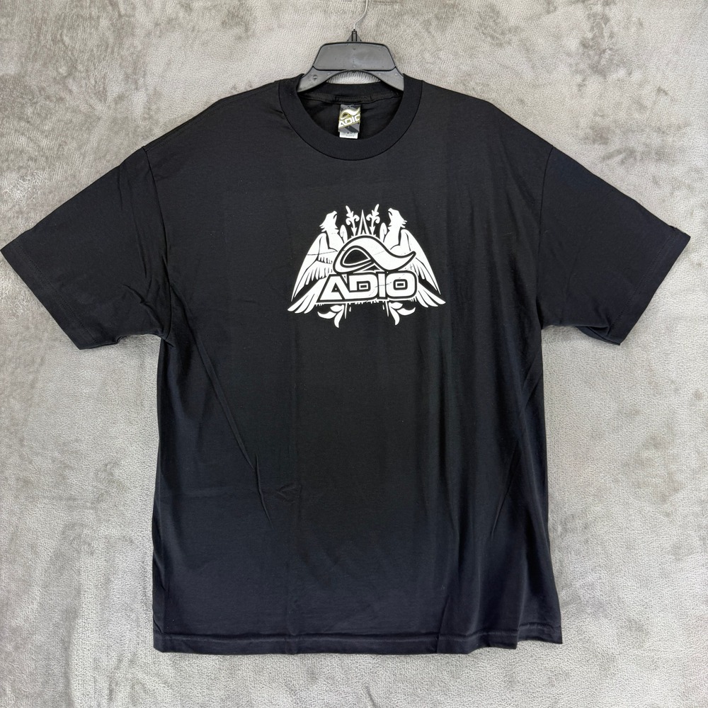 Adio Footwear T-Shirt Mens XL Rock Adio Eagle Graphic Black Short Sleeve Skate